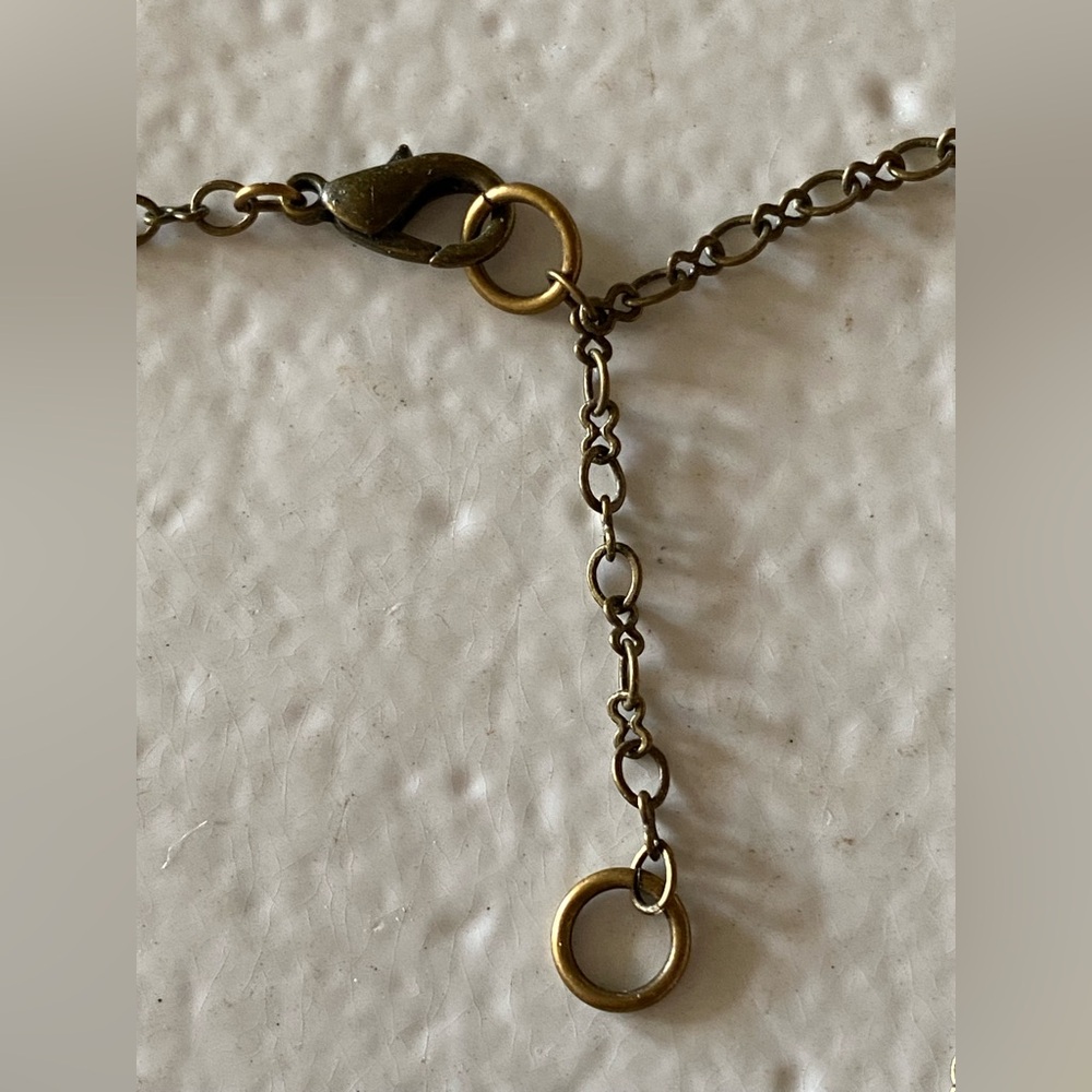 Vintage Brass Necklace with Artistic Lady Pendant - Picture 9 of 11